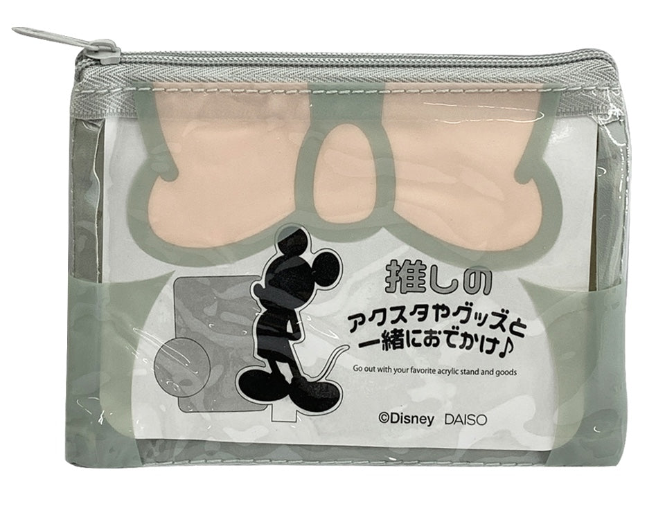 DISNEY: PLASTIC ZIP POUCH - SMALL - (MINNIE MOUSE) GREY