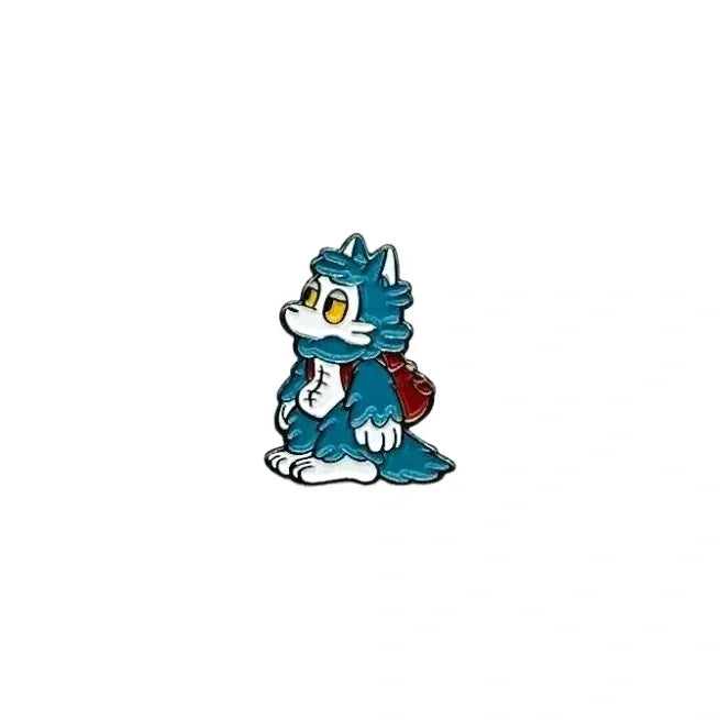 ARAI KIRIKO: BADGE / PIN - WOLF-KUN (BLUE, BACKPACK)