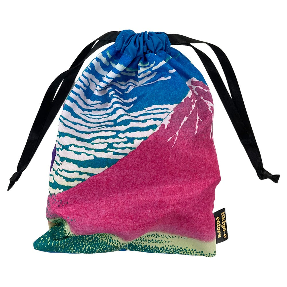 ART PRINT JAPAN: UKIYO-E COLORS - DRAWSTRING BAG (RED FUJI)