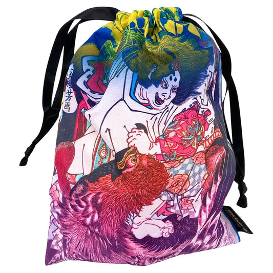 ART PRINT JAPAN: UKIYO-E COLORS - DRAWSTRING BAG ('ONAMUCHI NO MIKOTO' FROM THE SERIES 'WATER MARGIN OF JAPAN')