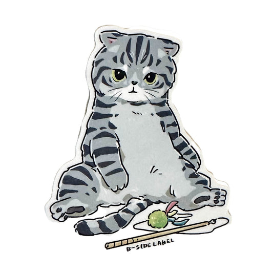 B-SIDE LABEL: STICKER - TIRED CAT