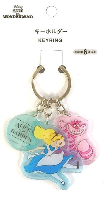 Keychain with Alice in Wonderland design featuring a cartoon character and pink creature, with text and price displayed.