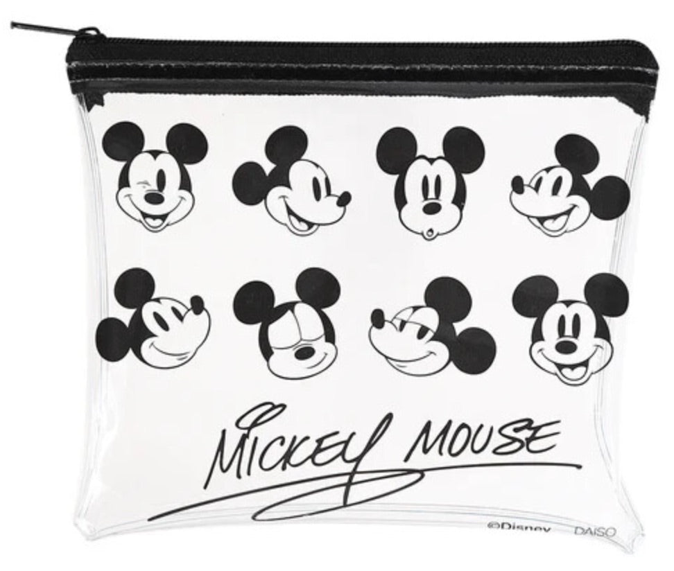 DISNEY: PLASTIC ZIP POUCH - MEDIUM - (MICKEY MOUSE) BLACK