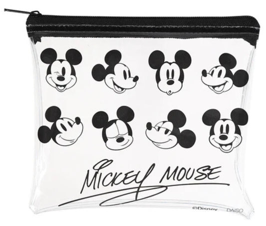 DISNEY: PLASTIC ZIP POUCH - MEDIUM - (MICKEY MOUSE) BLACK