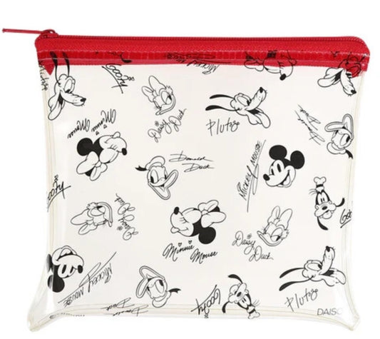 DISNEY: PLASTIC ZIP POUCH - MEDIUM - (MICKEY & FRIENDS) RED