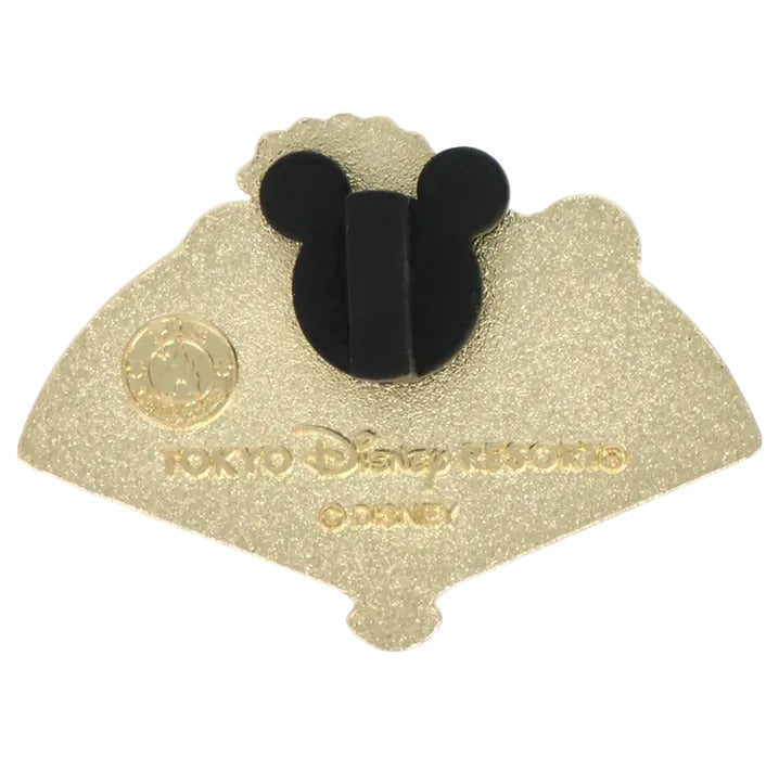 Gold glittery pin with black mouse ears and 'Tokyo Disney Resort' text on a white background