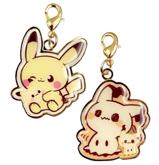 POKEMON: PEACEFUL PLACE - PAIR OF METAL CHARMS - PIKACHU & MIMIKYU