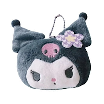 SANRIO: PLUSH HEAD CHARM - KUROMI (GREY)