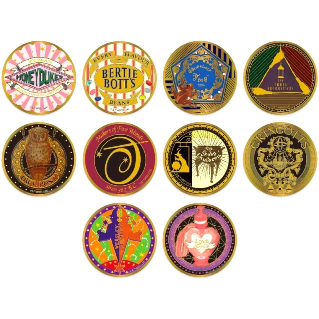 HARRY-POTTER-GOLD-PLATED-BADGE-HOGSMEADE-AND-DIAGON-ALLEY-BLIND