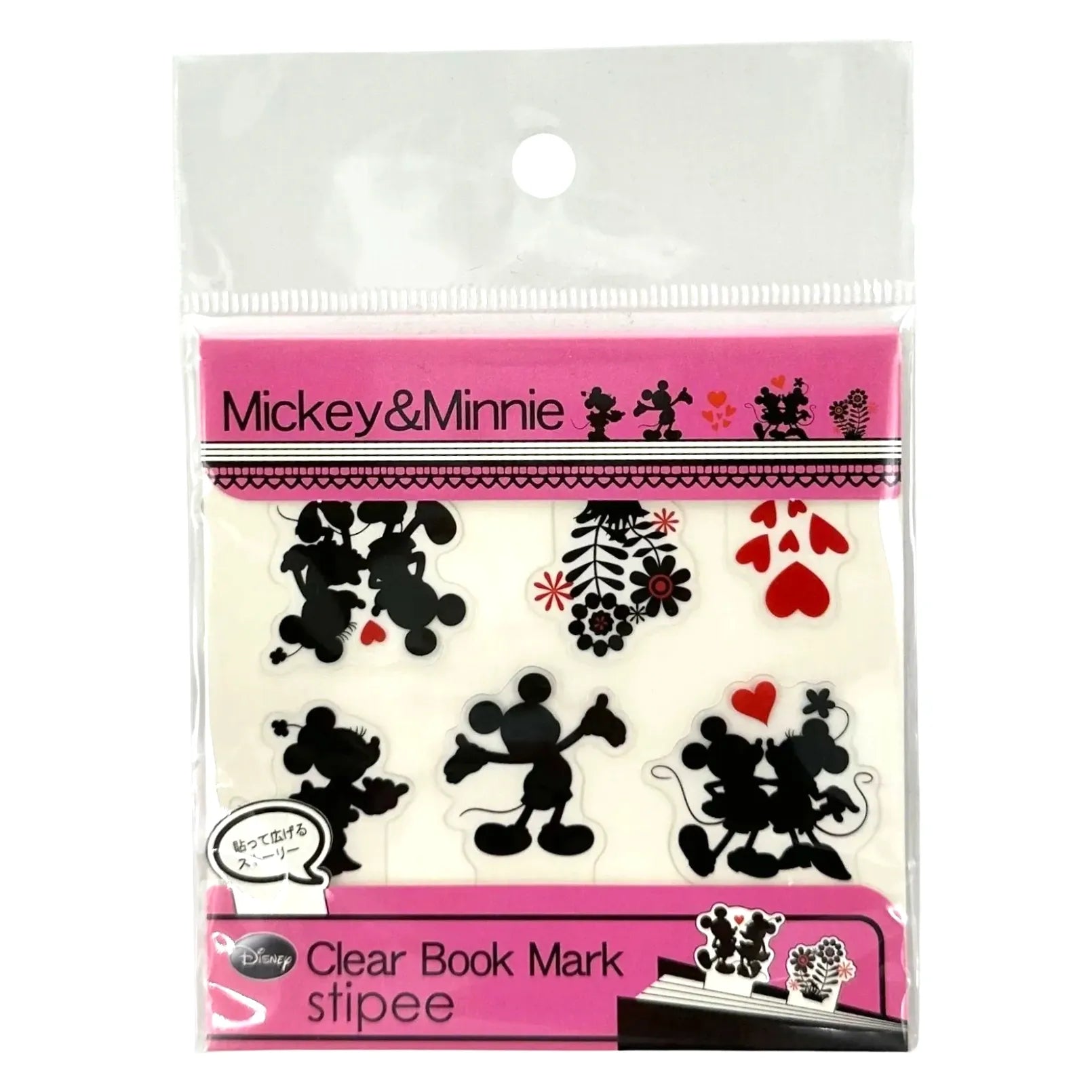DISNEY-CLEAR-BOOKMARK-MICKEY-AND-MINNIE-PINK