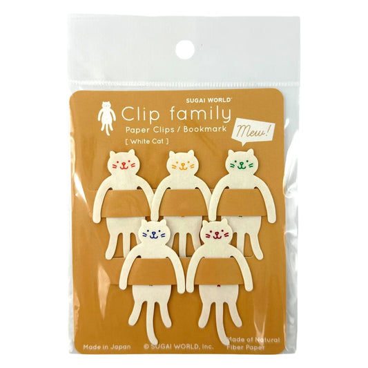 SUGAI WORLD: CLIP FAMILY - BOOKMARKS / PAPER CLIPS (WHITE CAT)