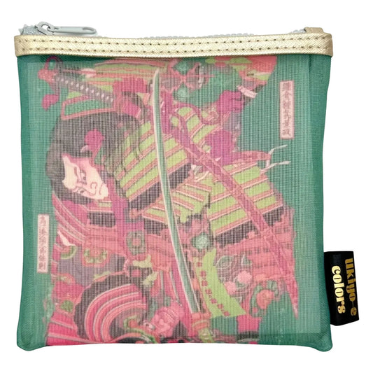 ART PRINT JAPAN: UKIYO-E COLORS - KATSUSHIKA HOKUSAI (KAMAKURA NO GONGORO KAGEMASA AND TORINOUMI YASABURO YASUNORI) MESH ZIP BAG